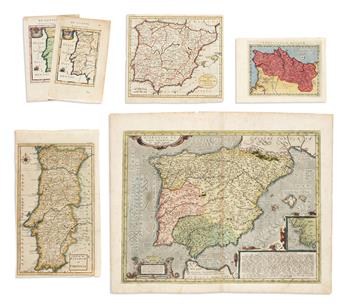 (SPAIN AND PORTUGAL.) Group of 10 sixteenth-to-nineteenth-century engraved maps